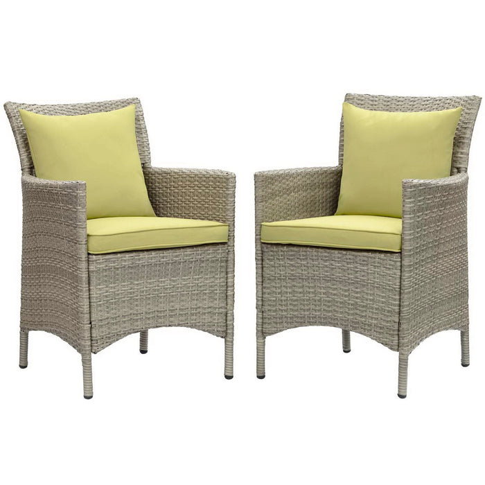Conduit Outdoor Wicker Rattan Dining Armchair Set of 2 Light Gray Peridot