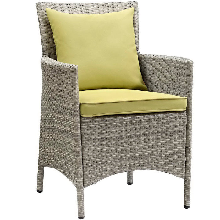 Conduit Outdoor Wicker Rattan Dining Armchair Set of 2 Light Gray Peridot