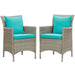 Conduit Outdoor Wicker Rattan Dining Armchair Set of 2 Light Gray Turquoise