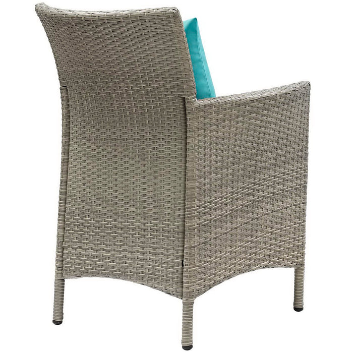 Conduit Outdoor Wicker Rattan Dining Armchair Set of 2 Light Gray Turquoise