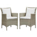 Conduit Outdoor Wicker Rattan Dining Armchair Set of 2 Light Gray White