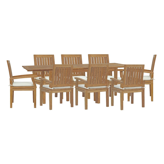 Marina 9 Piece Outdoor Patio Teak Dining Set outdoor patio dining set side view