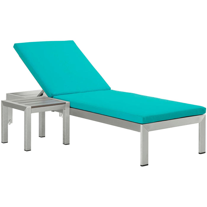Shore Outdoor Patio Aluminum Chaise Lounge Chair and Side Table