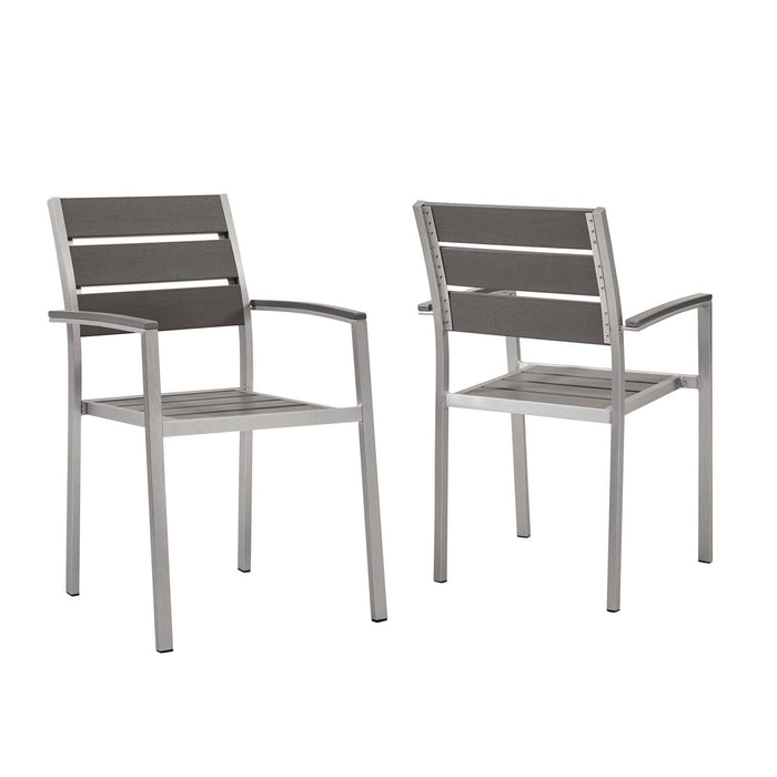 Shore Outdoor Patio Aluminum Dining Armchair Set of 2 - alternate angle view