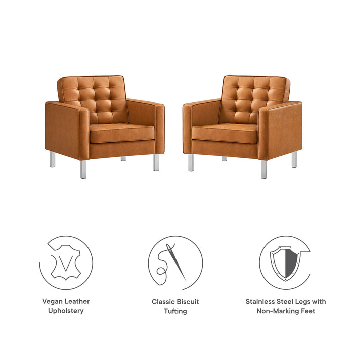 Loft Tufted Vegan Leather Armchairs - Set of 2