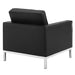 Loft Tufted Upholstered Faux Leather Loveseat and Armchair Set Silver Black
