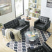 Loft Tufted Upholstered Faux Leather Loveseat and Armchair Set Silver Black