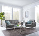 Loft Tufted Upholstered Faux Leather Loveseat and Armchair Set Silver Gray
