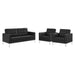 Loft 3 Piece Tufted Upholstered Faux Leather Set Silver Black