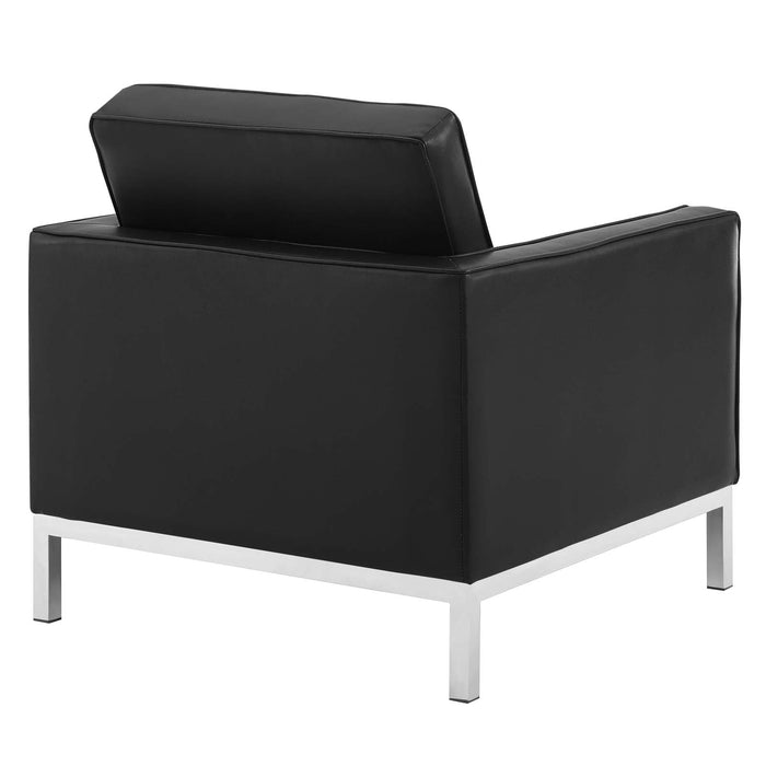 Loft 3 Piece Tufted Upholstered Faux Leather Set Silver Black