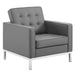 Loft 3 Piece Tufted Upholstered Faux Leather Set Silver Gray