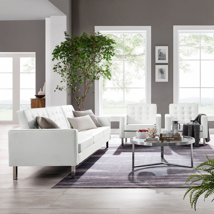 Loft Tufted Vegan Leather 3-Piece Furniture Set