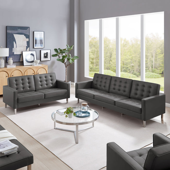 Loft 2-Piece Tufted Vegan Leather Furniture Set