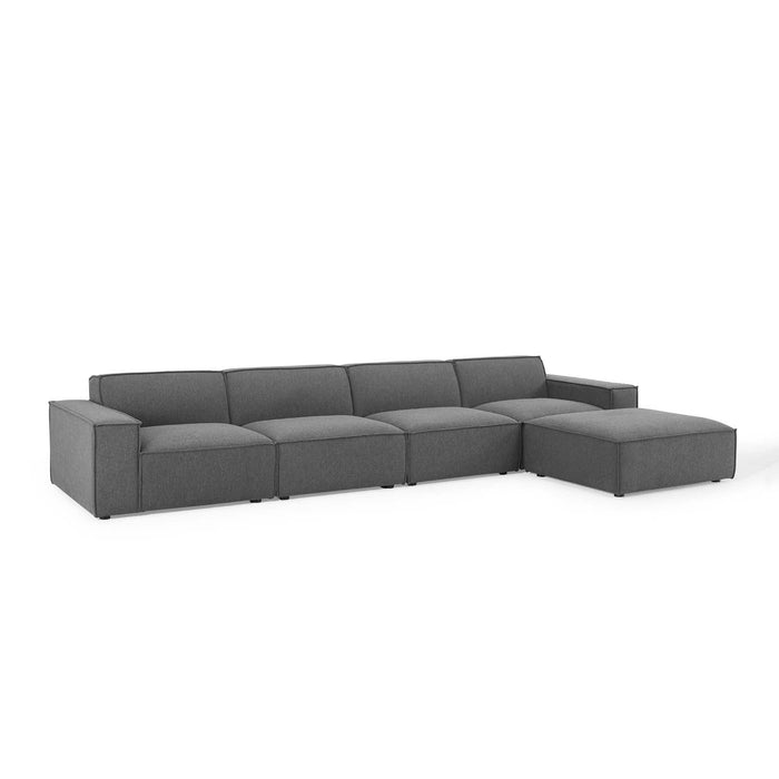 Restore 5-Piece Modular Sectional Sofa with Pocket Coil Cushions and Elegant French Piping Design