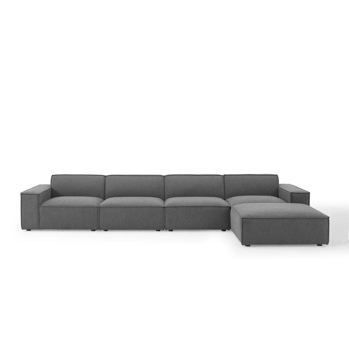 Restore 5-Piece Modular Sectional Sofa with Pocket Coil Cushions and Elegant French Piping Design