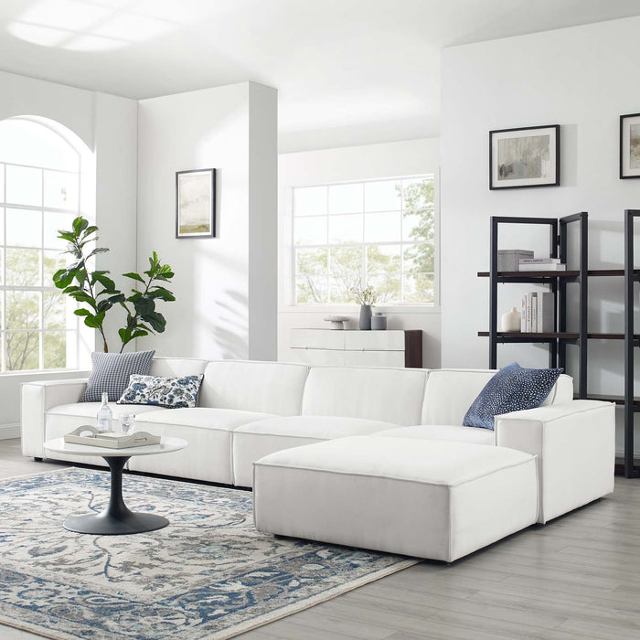 Restore 5-Piece Modular Sectional Sofa with Pocket Coil Cushions and Elegant French Piping Design
