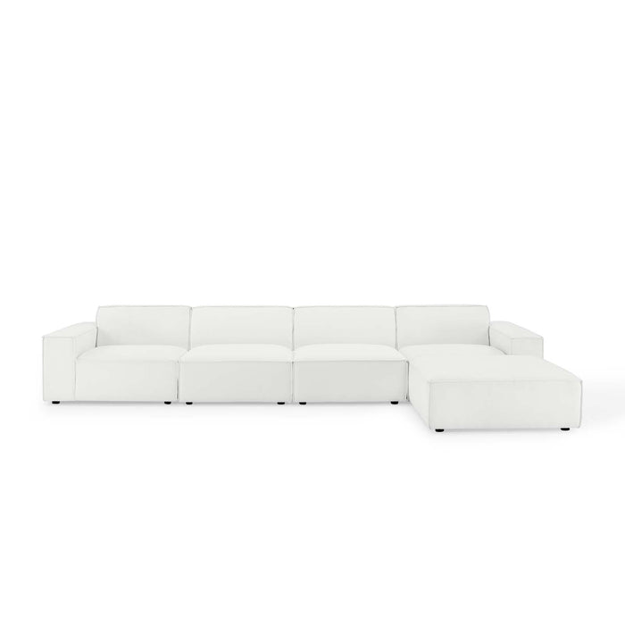 Restore 5-Piece Modular Sectional Sofa with Pocket Coil Cushions and Elegant French Piping Design
