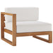 Upland Outdoor Patio Teak Wood Left-Arm Chair - alternate angle view