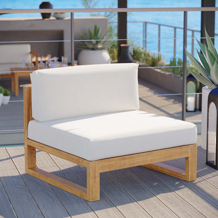 Upland Outdoor Patio Teak Wood Armless Chair - detail close-up