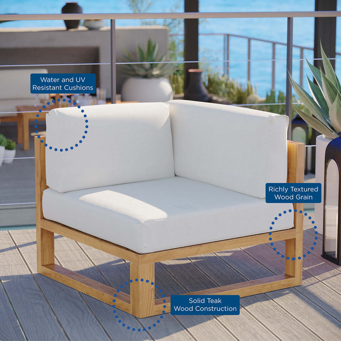 Upland Outdoor Patio Teak Wood Corner Chair - detail close-up