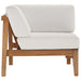 Bayport Outdoor Patio Teak Wood Corner Chair - in lifestyle setting