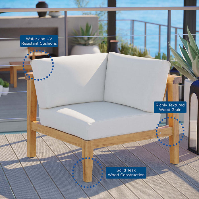 Bayport Outdoor Patio Teak Wood Corner Chair - detail close-up
