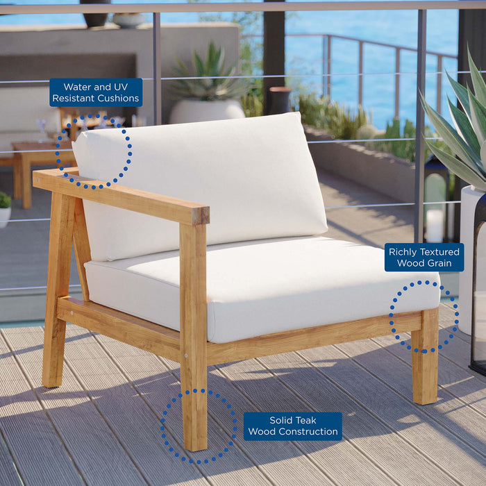 Bayport Outdoor Patio Teak Wood Left-Arm Chair - Modway \outdoor\sofas & sectionals