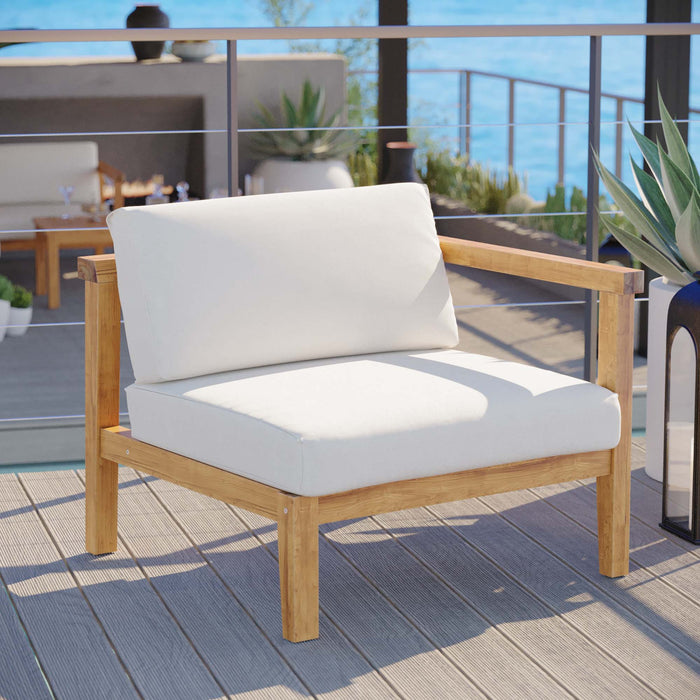Bayport Outdoor Patio Teak Wood Right-Arm Chair - detail close-up