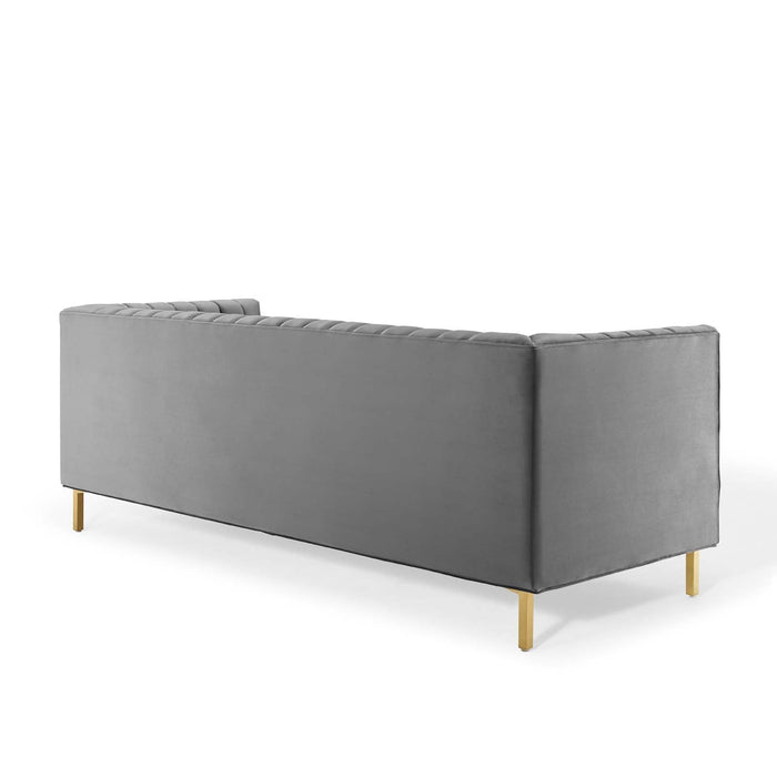 Shift Channel Tufted Performance Velvet Sofa - Luxurious Glam Deco Design for Elegant Living Spaces