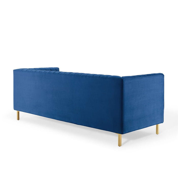 Shift Channel Tufted Performance Velvet Sofa - Luxurious Glam Deco Design for Elegant Living Spaces