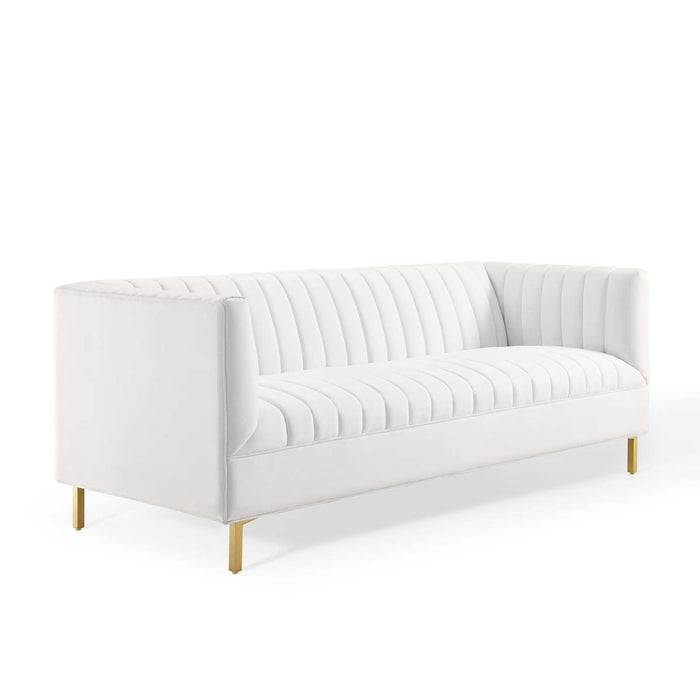 Shift Channel Tufted Performance Velvet Sofa - Luxurious Glam Deco Design for Elegant Living Spaces