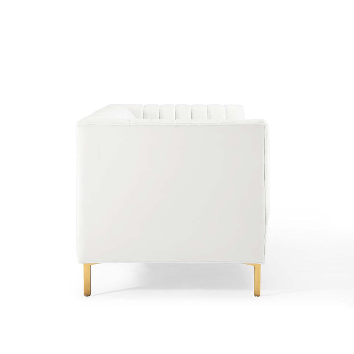 Shift Channel Tufted Performance Velvet Sofa - Luxurious Glam Deco Design for Elegant Living Spaces