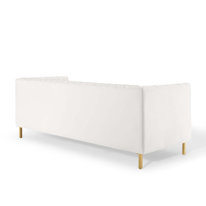 Shift Channel Tufted Performance Velvet Sofa - Luxurious Glam Deco Design for Elegant Living Spaces