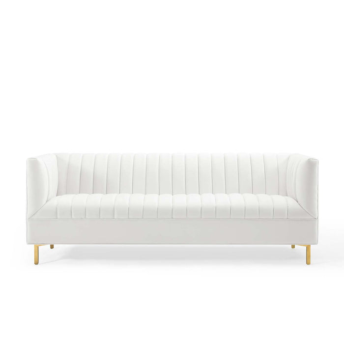 Shift Channel Tufted Performance Velvet Sofa - Luxurious Glam Deco Design for Elegant Living Spaces