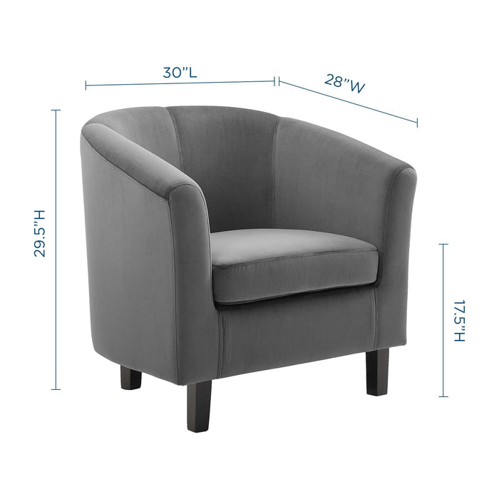 Prospect Performance Velvet Living Room Accent Armchair - Chic Barrel Back Design & Comfort