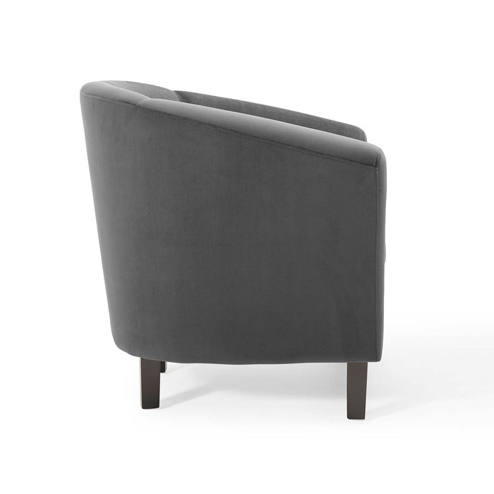 Prospect Performance Velvet Living Room Accent Armchair - Chic Barrel Back Design & Comfort