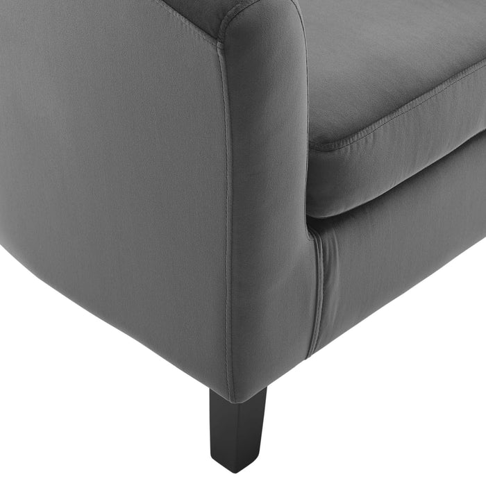 Prospect Performance Velvet Living Room Accent Armchair - Chic Barrel Back Design & Comfort
