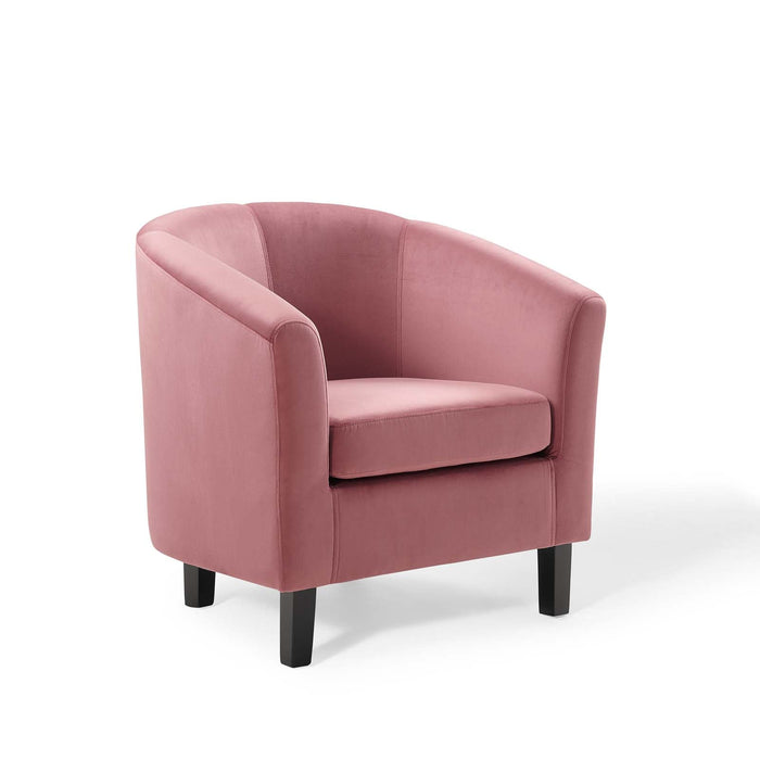 Prospect Performance Velvet Living Room Accent Armchair - Chic Barrel Back Design & Comfort