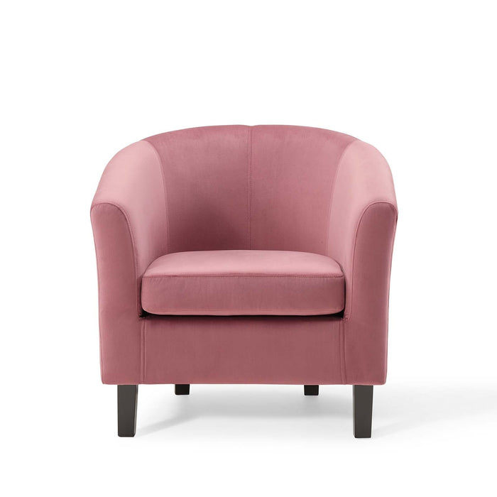 Prospect Performance Velvet Living Room Accent Armchair - Chic Barrel Back Design & Comfort