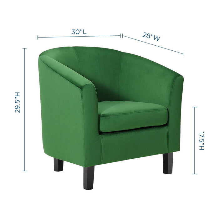 Prospect Performance Velvet Living Room Accent Armchair - Chic Barrel Back Design & Comfort