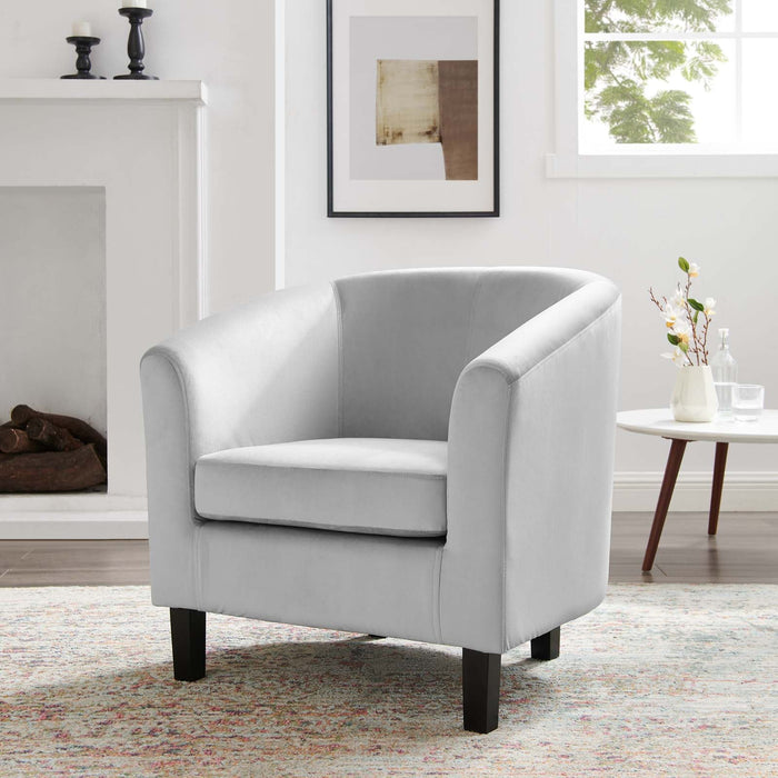 Prospect Performance Velvet Living Room Accent Armchair - Chic Barrel Back Design & Comfort