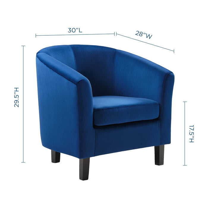 Prospect Performance Velvet Living Room Accent Armchair - Chic Barrel Back Design & Comfort