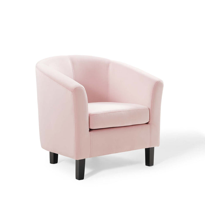 Prospect Performance Velvet Living Room Accent Armchair - Chic Barrel Back Design & Comfort
