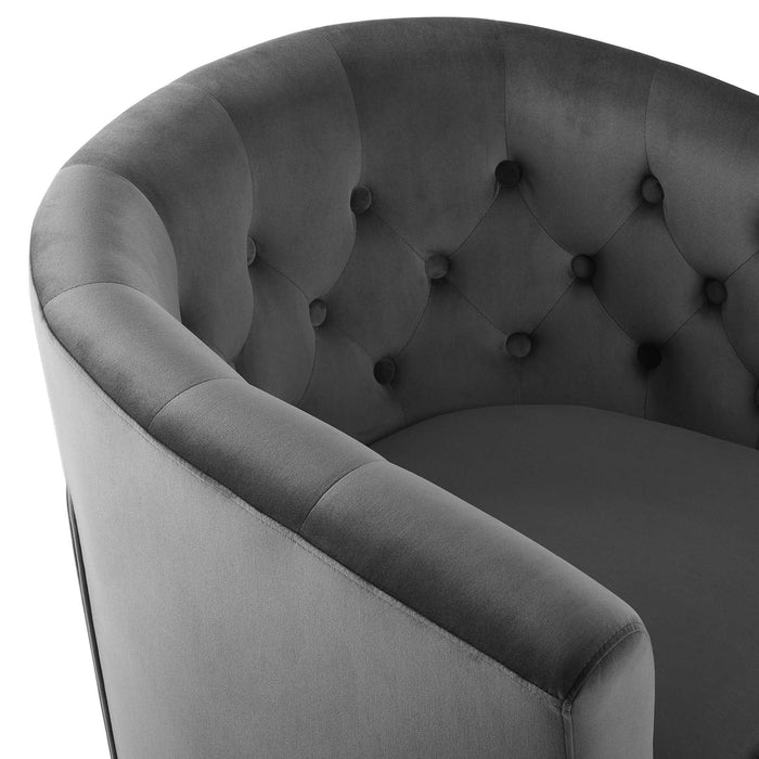 Prospect Tufted Velvet Swivel Armchair - Modern Comfort with Stain-Resistant Upholstery & Style