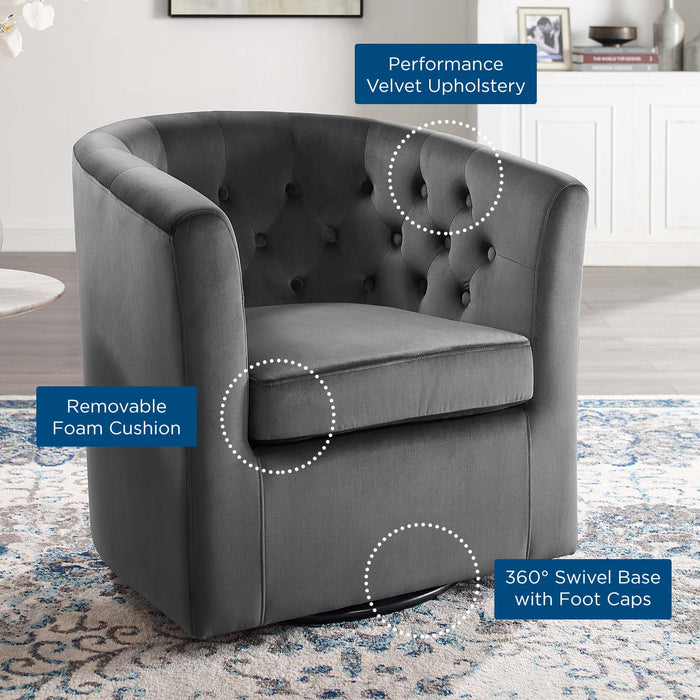 Prospect Tufted Velvet Swivel Armchair - Modern Comfort with Stain-Resistant Upholstery & Style