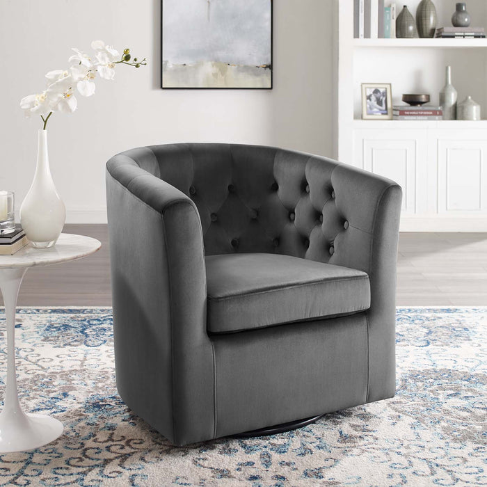 Prospect Tufted Velvet Swivel Armchair - Modern Comfort with Stain-Resistant Upholstery & Style