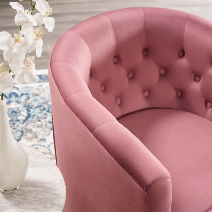 Prospect Tufted Velvet Swivel Armchair - Modern Comfort with Stain-Resistant Upholstery & Style