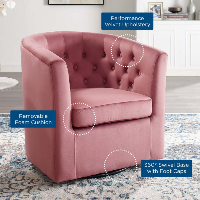 Prospect Tufted Velvet Swivel Armchair - Modern Comfort with Stain-Resistant Upholstery & Style