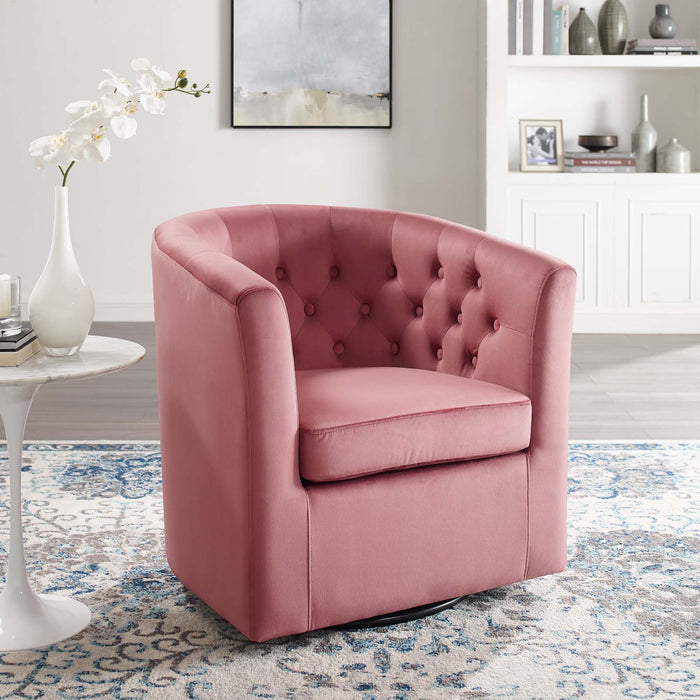 Prospect Tufted Velvet Swivel Armchair - Modern Comfort with Stain-Resistant Upholstery & Style