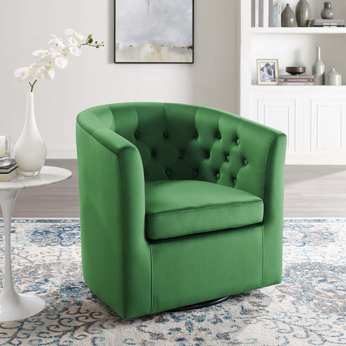 Prospect Tufted Velvet Swivel Armchair - Modern Comfort with Stain-Resistant Upholstery & Style